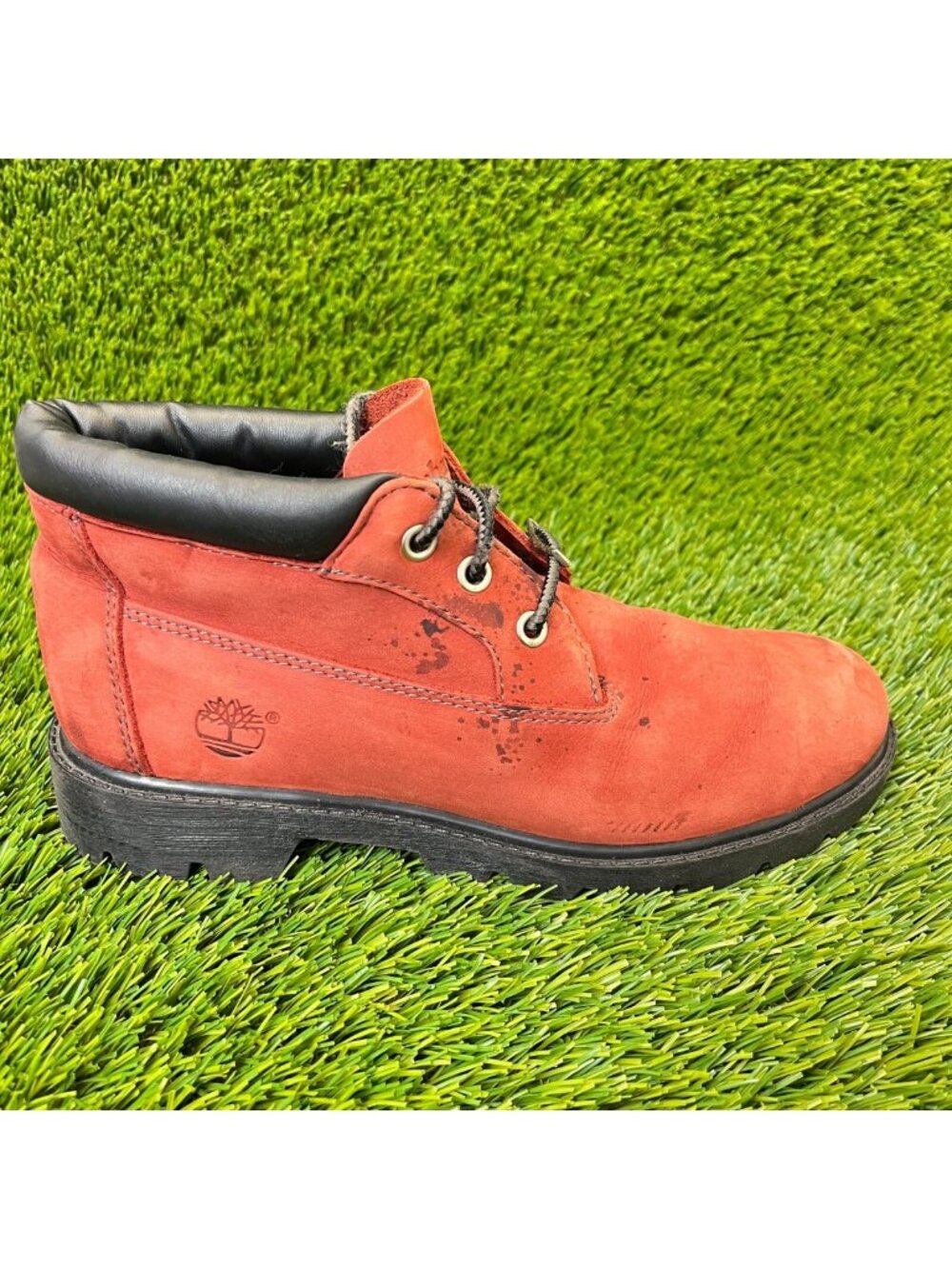 Timberland Nellie Kids Boys Size 5M Red Outdoor Waterproof Leather Chukka Boots